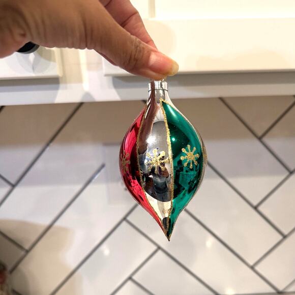 Vintage mercury glass hand blown Christmas ornaments x6 mid century - Picture 6 of 14